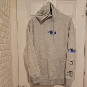 Puma Heather Gray Hoodie with Blue Accents